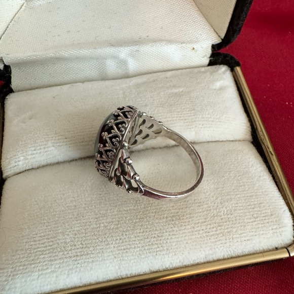Black Onyx in 925 Silver Ring Retro EC Sz 6 - Picture 2 of 5